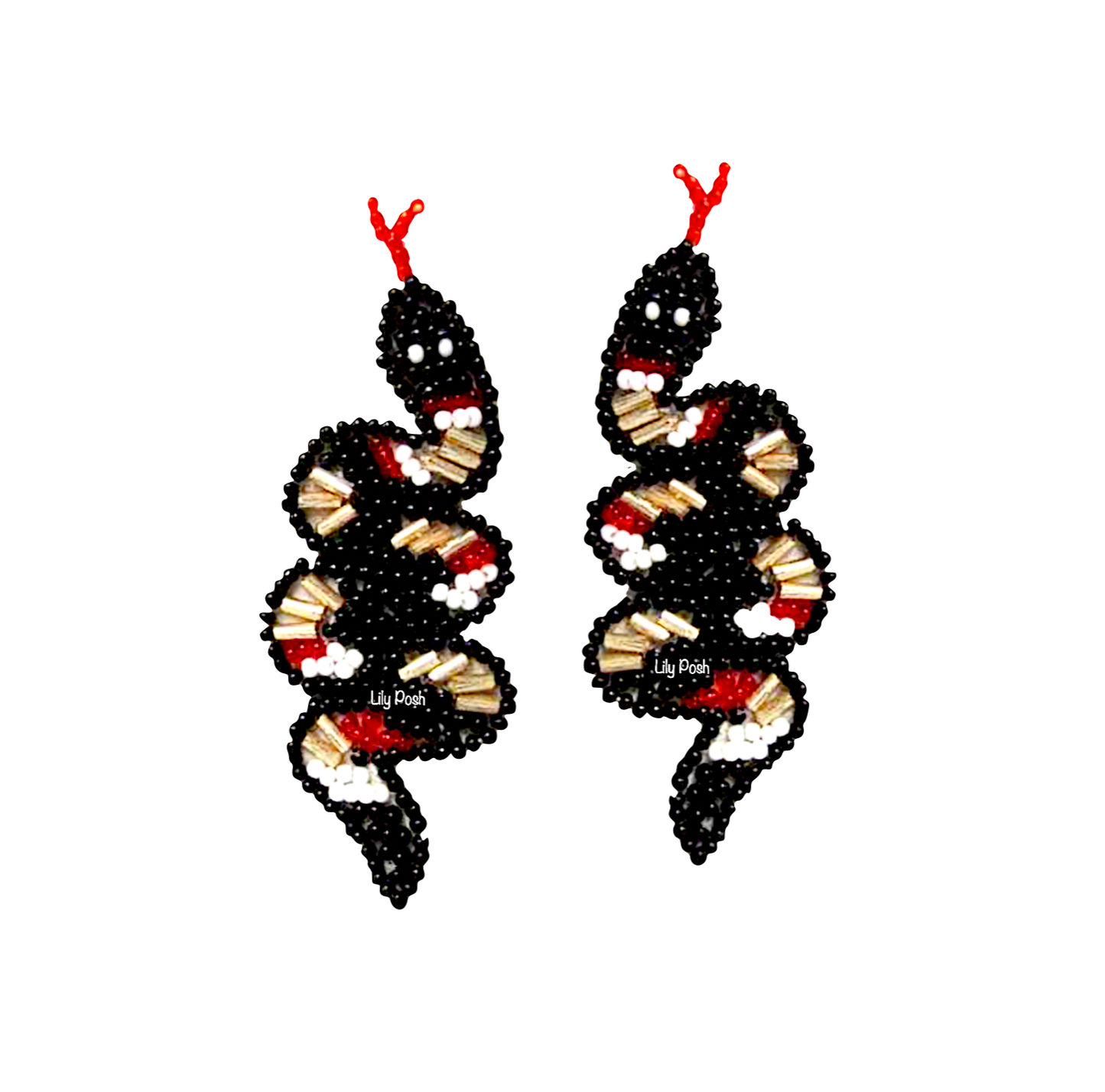 Lily Posh - Beaded Snake Earring, Seed Bead Earring
