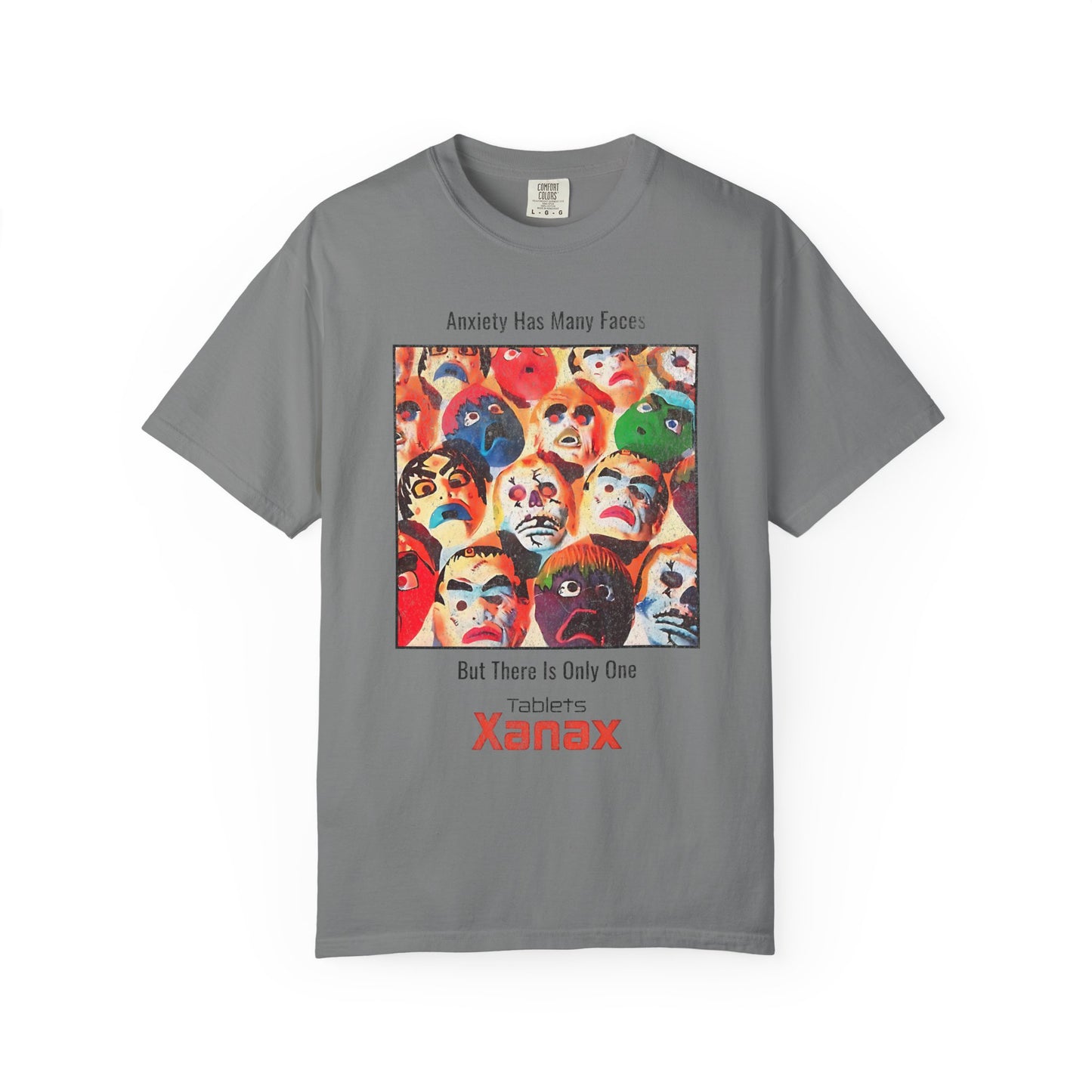 Anxiety Has Many Faces Xanax 90's Vintage Graphic T-shirt.
