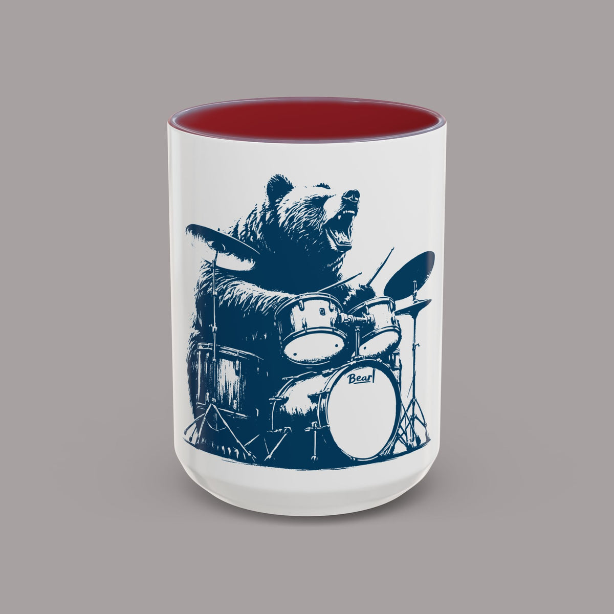 Drumming Bear Retro Coffee Mug