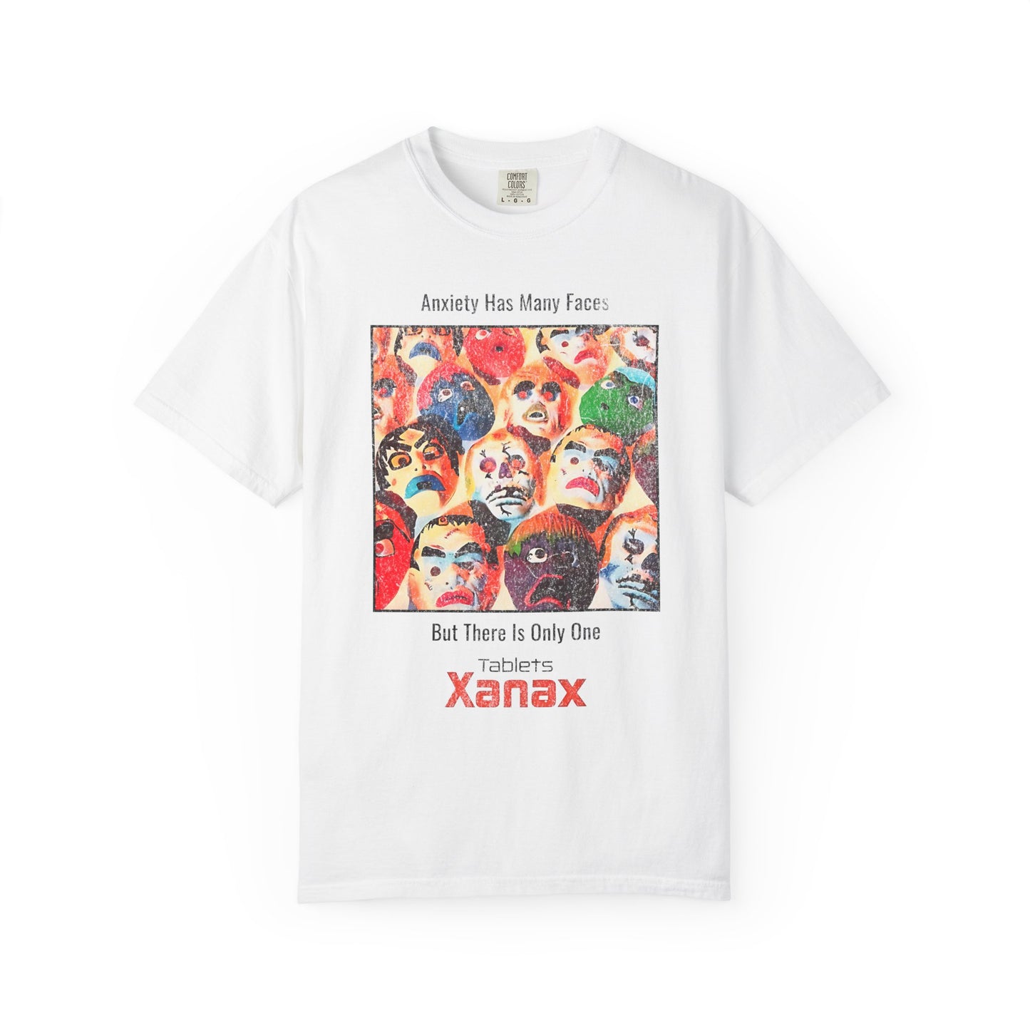 Anxiety Has Many Faces Xanax 90's Vintage Graphic T-shirt.