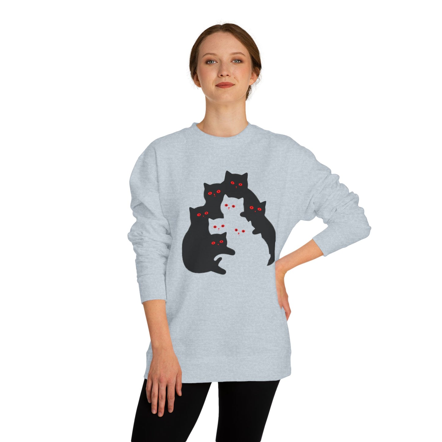 Cute Cat Family Crew Neck Sweatshirt for Cat Lovers