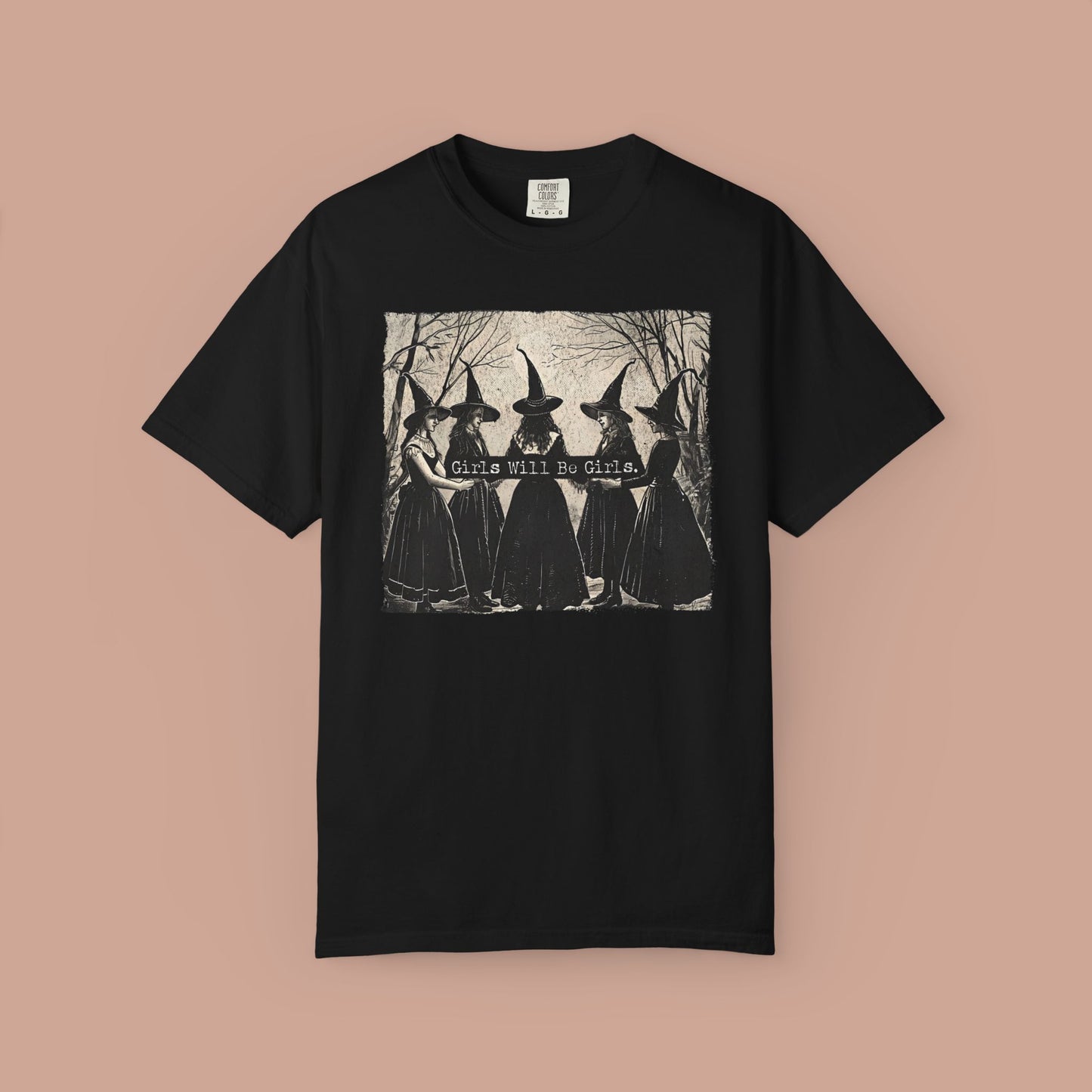 Girls Will Be Girls Vintage Halloween Witch T-shirt.