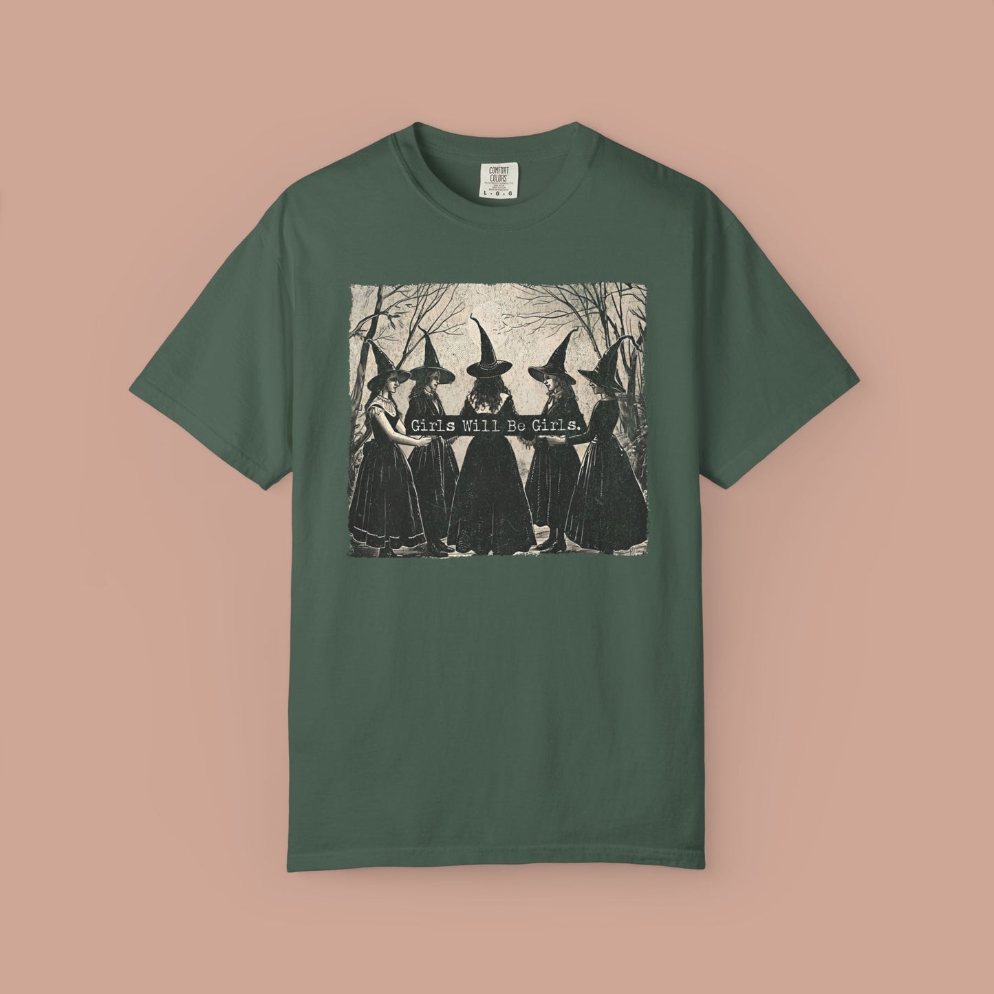 Girls Will Be Girls Vintage Halloween Witch T-shirt.