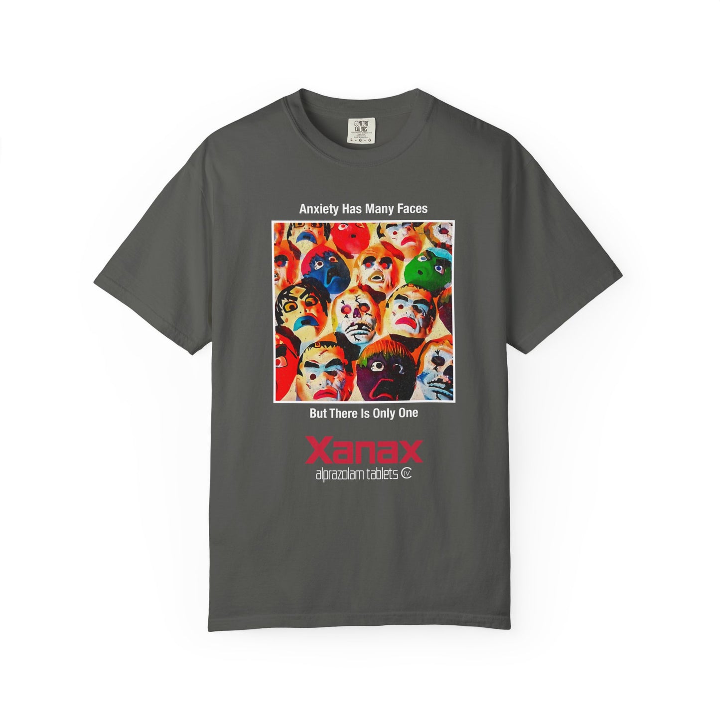 Anxiety Has Many Faces Xanax 90's Vintage Graphic T-shirt.