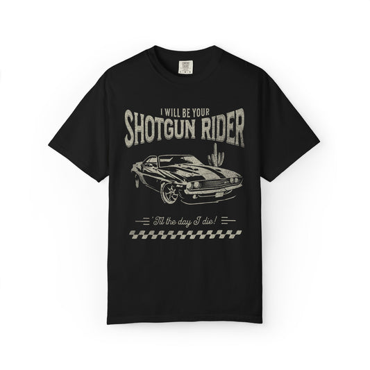 Shotgun Rider Retro Unisex Graphic Tee, Road Trip Shirt
