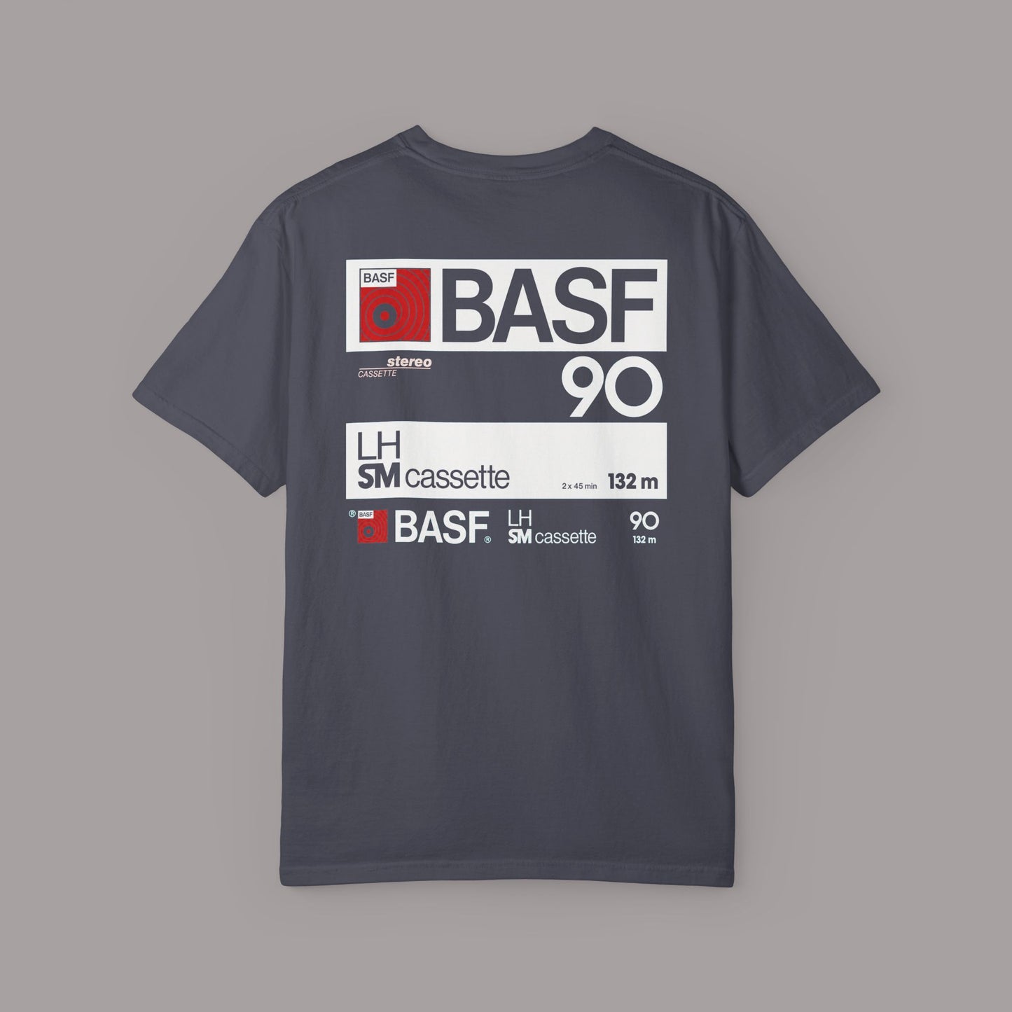Vintage BASF 90 Retro Cassette Label Graphic Tee
