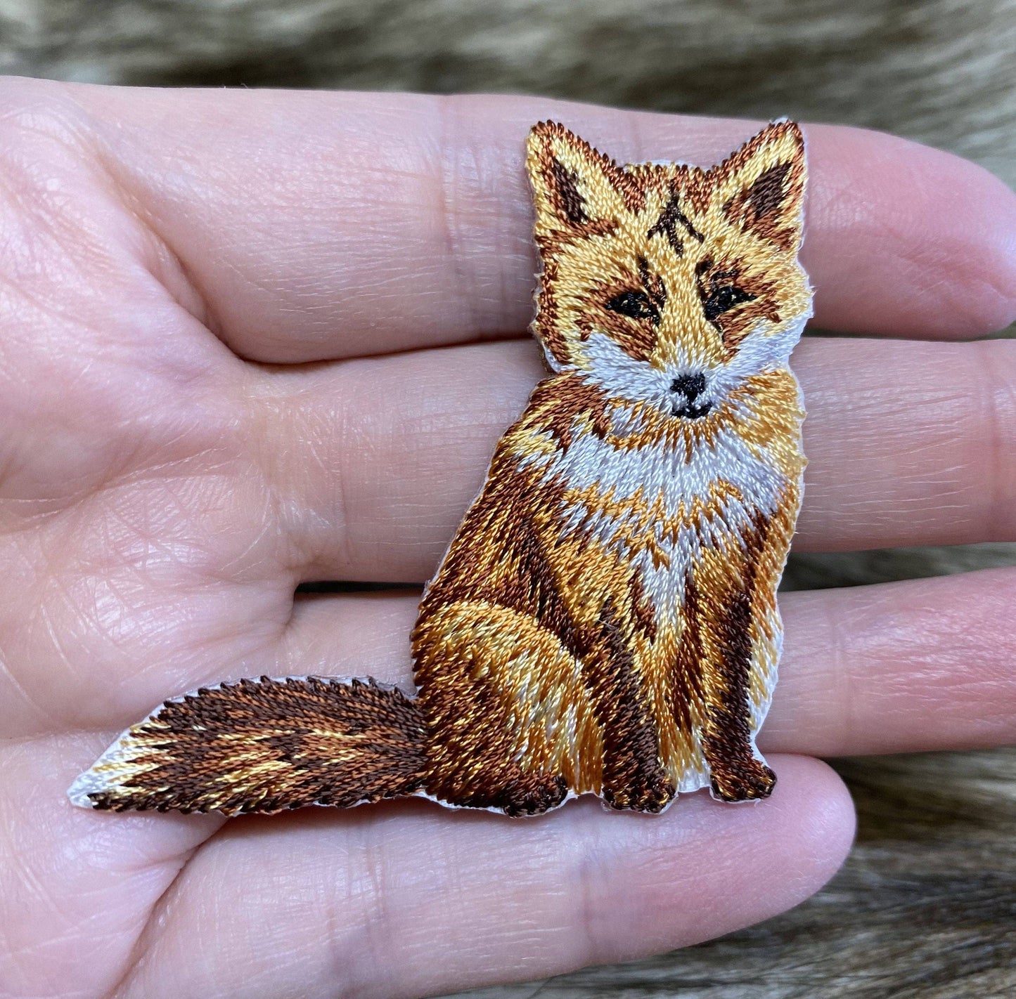 Wholesale Applique - Red Fox - Sitting - Natural Animal- Embroidered Iron on Patch