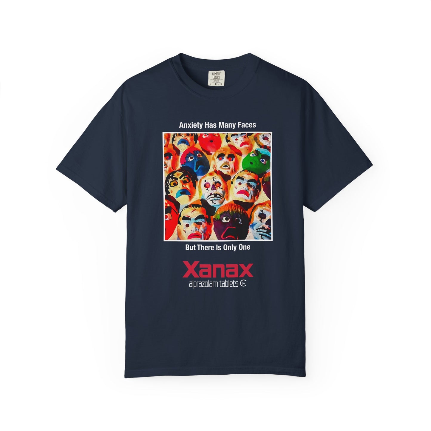 Anxiety Has Many Faces Xanax 90's Vintage Graphic T-shirt.