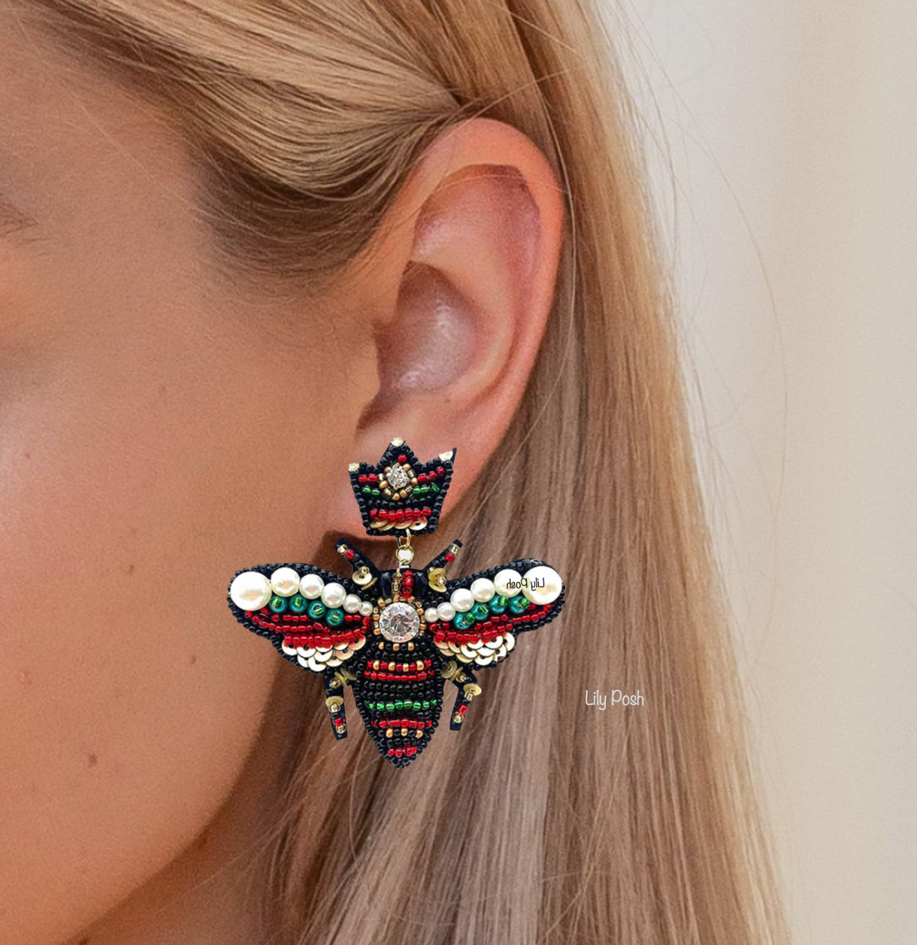 Lily Posh - Beaded Bug Earring, Seed Bead Lily Posh