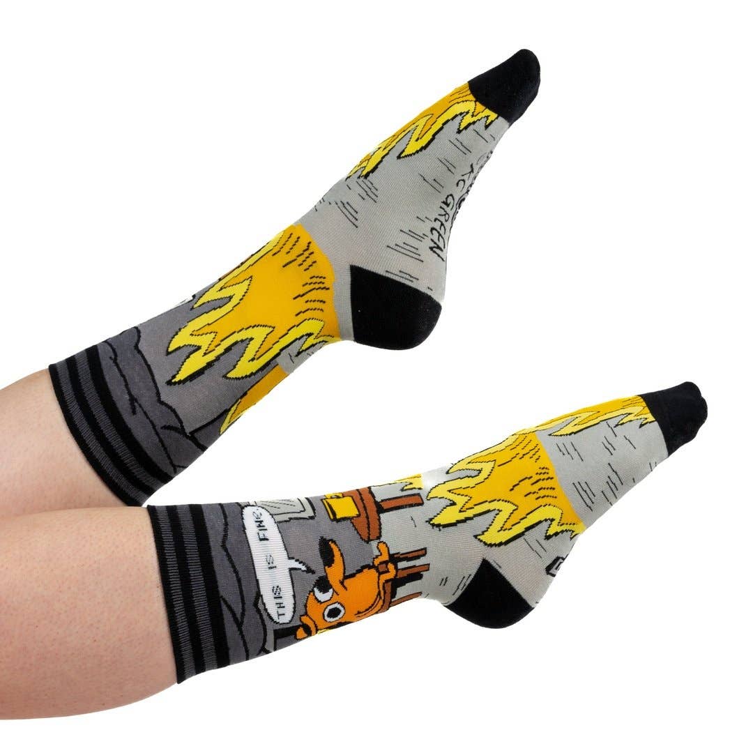 FootClothes LLC - This is Fine: Noir Edition Crew Socks