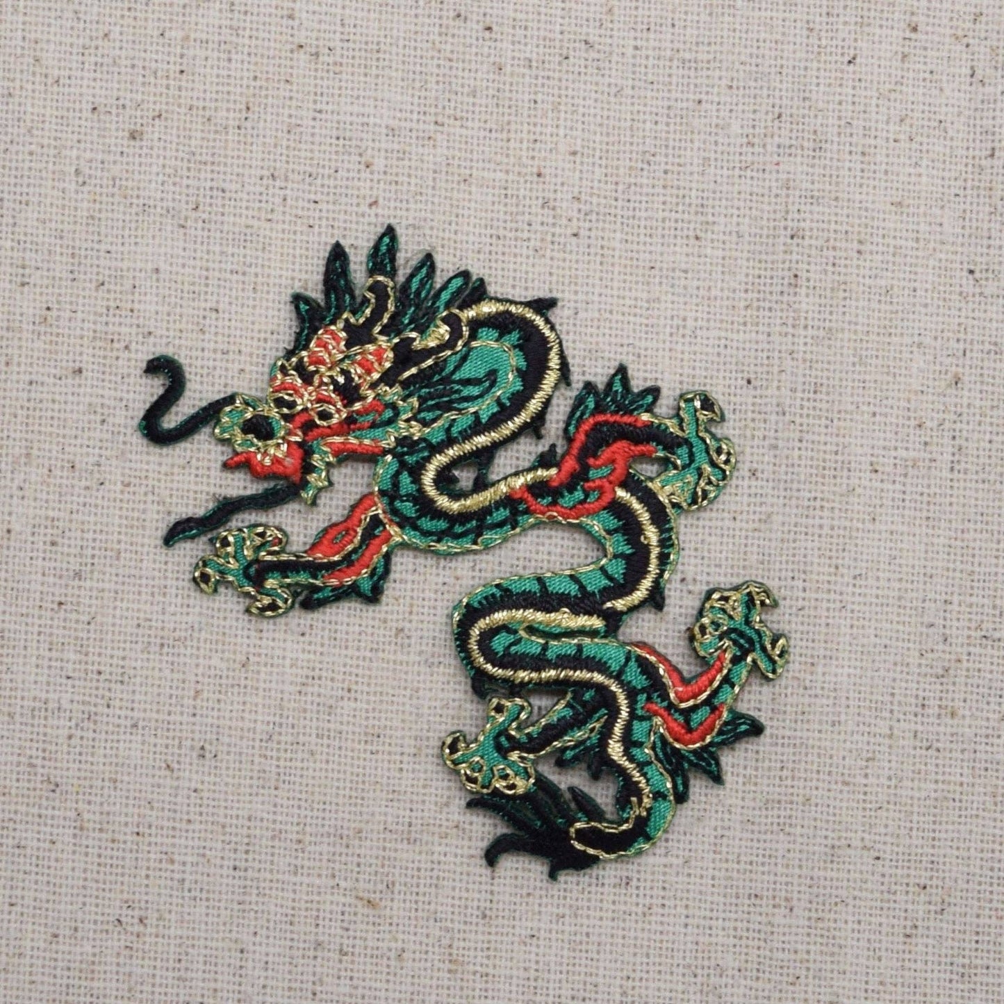 Wholesale Applique - SMALL - Chinese Dragon - Green - LEFT or RIGHT - Embroidered Patch - Iron on Applique - 683056