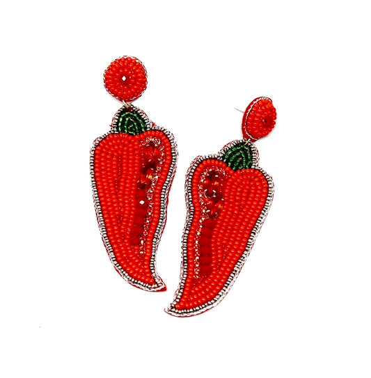 Lily Posh - Chili Seed Bead Earring, Chili Pepper Earring