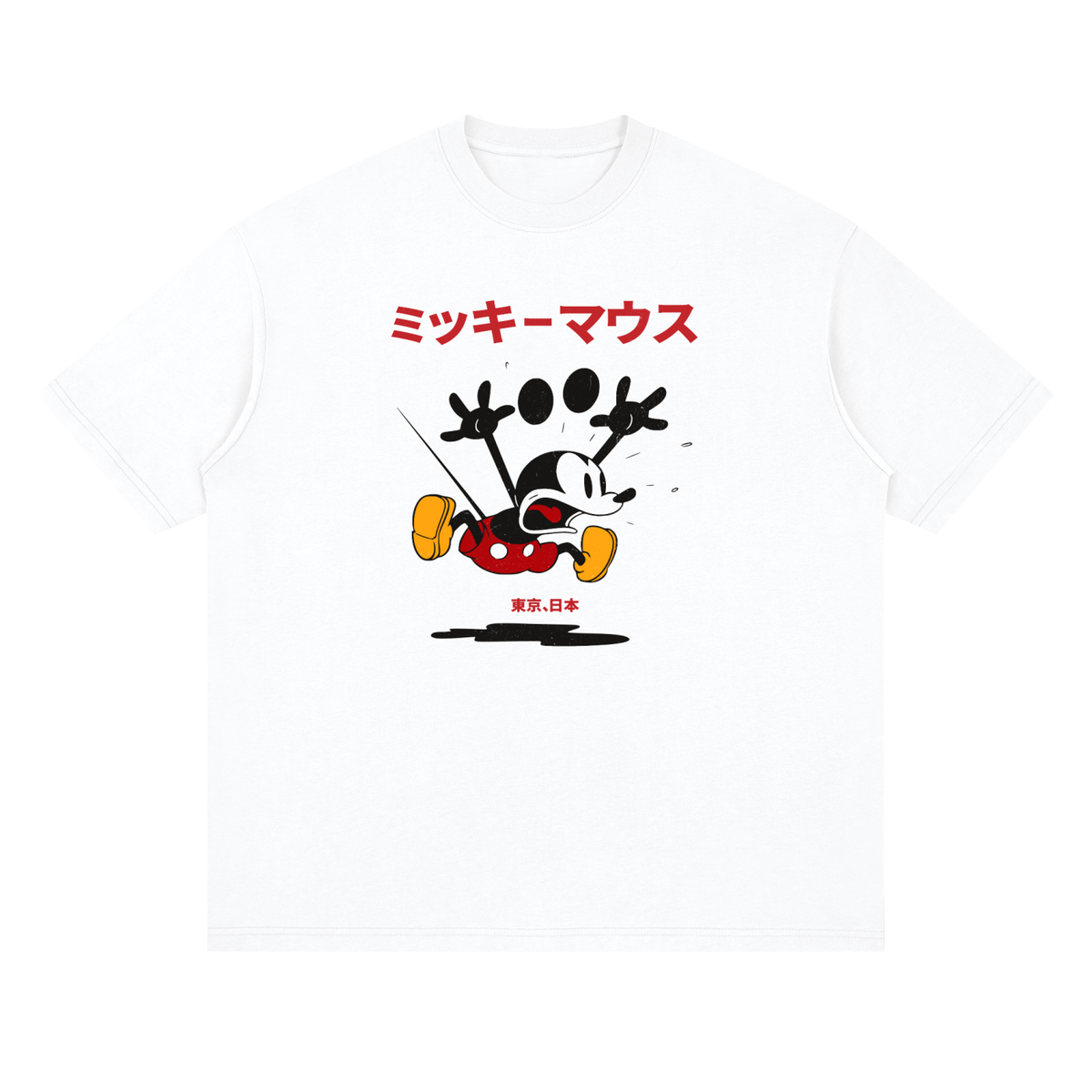 Retro Mickey Mouse Japanese Loose Drop Shoulder T-Shirt