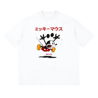 Retro Mickey Mouse Japanese Loose Drop Shoulder T-Shirt