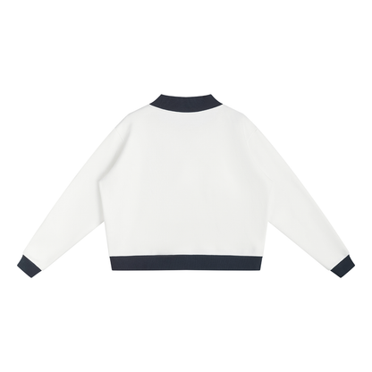 Women’s Two Tone Mock Neck Crewneck Sweatshirt