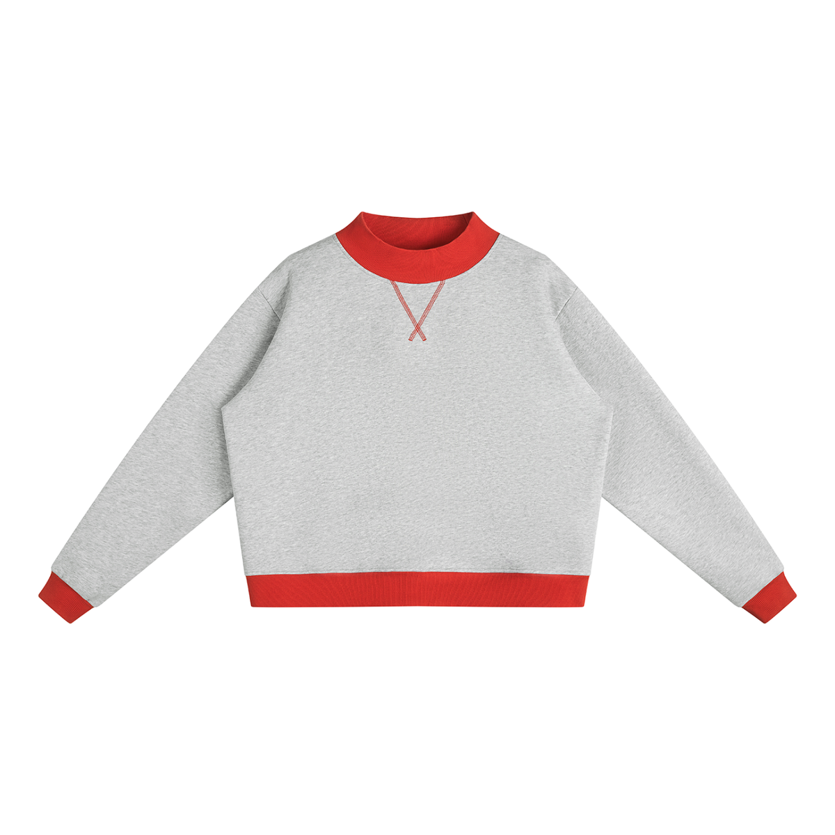 Women’s Two Tone Mock Neck Crewneck Sweatshirt