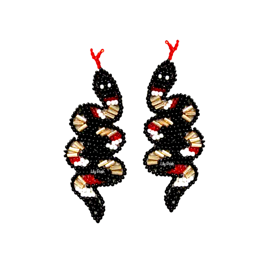 Lily Posh - Beaded Snake Earring, Seed Bead Earring