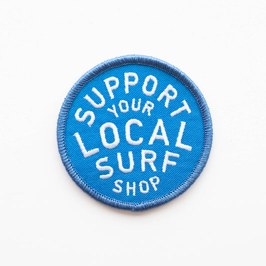Union Made - Support Your Local Surf Shop Iron on Patch - Blue & White