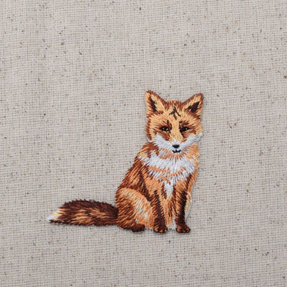 Wholesale Applique - Red Fox - Sitting - Natural Animal- Embroidered Iron on Patch