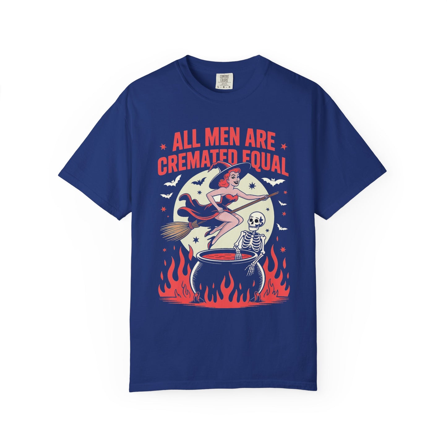 Spooky Funny Halloween Witch T-shirt - All Men Are Cremated Equally
