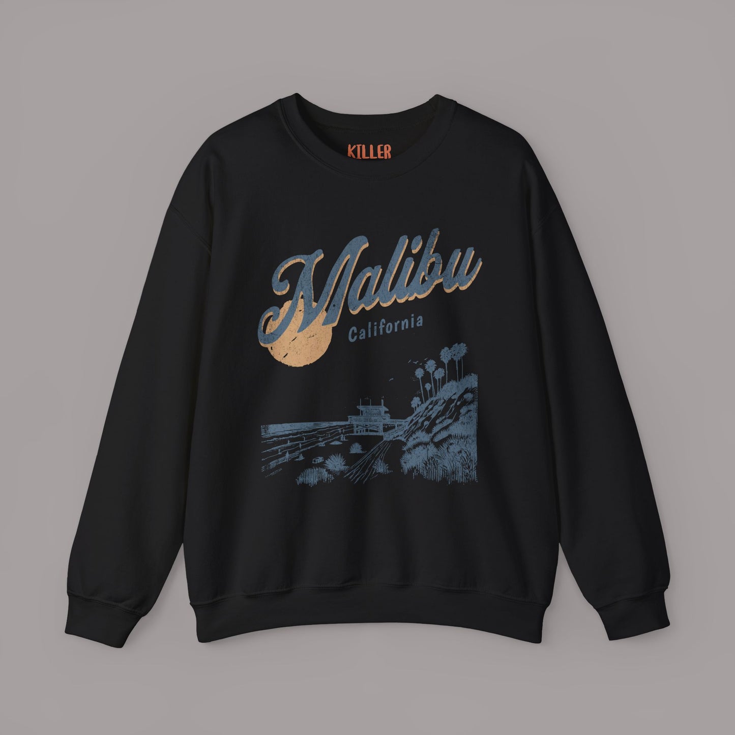 Malibu California Vintage Beach Sunset Graphic Sweatshirt