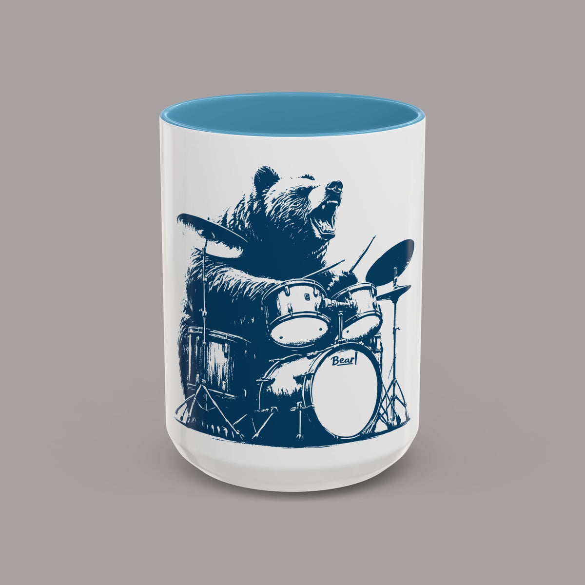 Drumming Bear Retro Coffee Mug