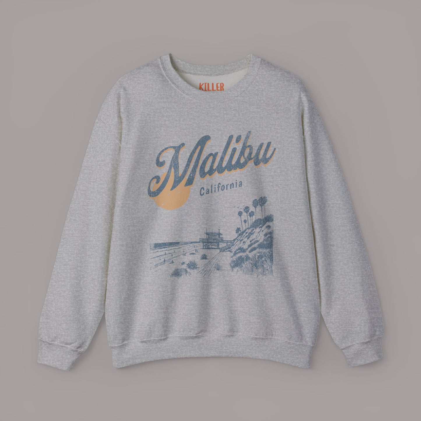 Malibu California Vintage Beach Sunset Graphic Sweatshirt