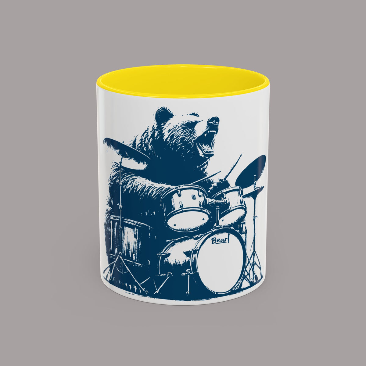 Drumming Bear Retro Coffee Mug