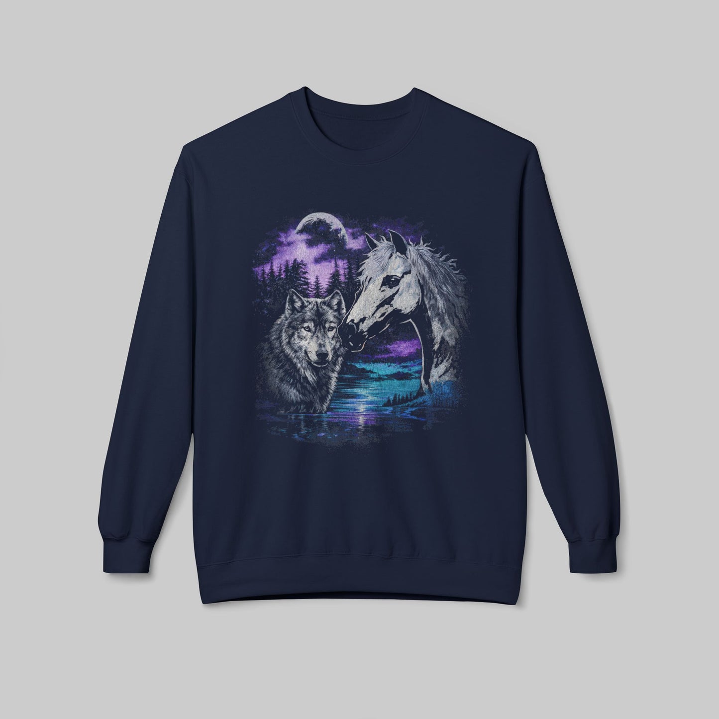 Wolf and Horse Wildlife Nature Sweatshirt
