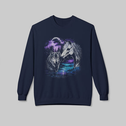 Wolf and Horse Wildlife Nature Sweatshirt