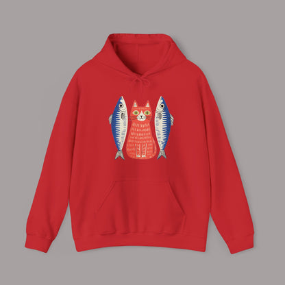 Retro Cat & Sardines Hoodie