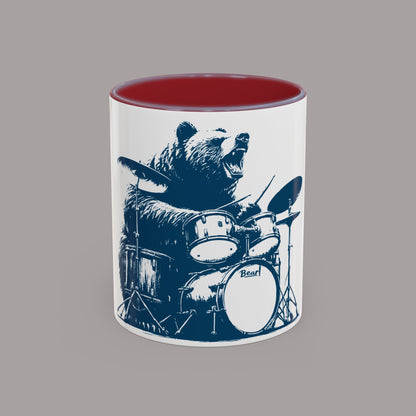 Drumming Bear Retro Coffee Mug
