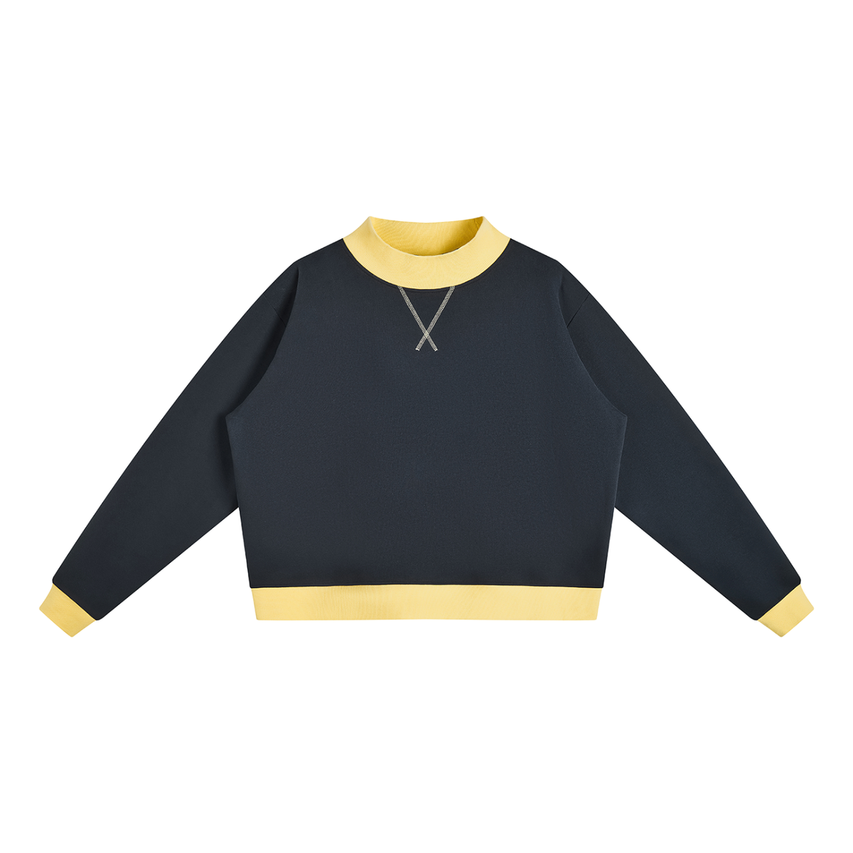 Women’s Two Tone Mock Neck Crewneck Sweatshirt