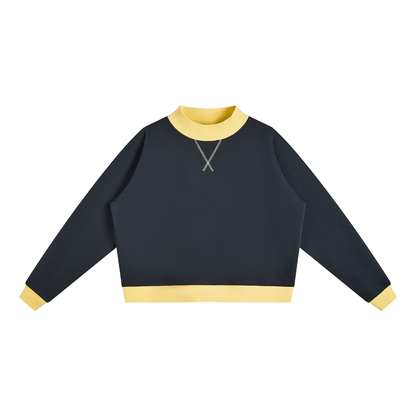 Women’s Two Tone Mock Neck Crewneck Sweatshirt