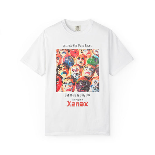 Anxiety Has Many Faces Xanax 90's Vintage Graphic T-shirt.