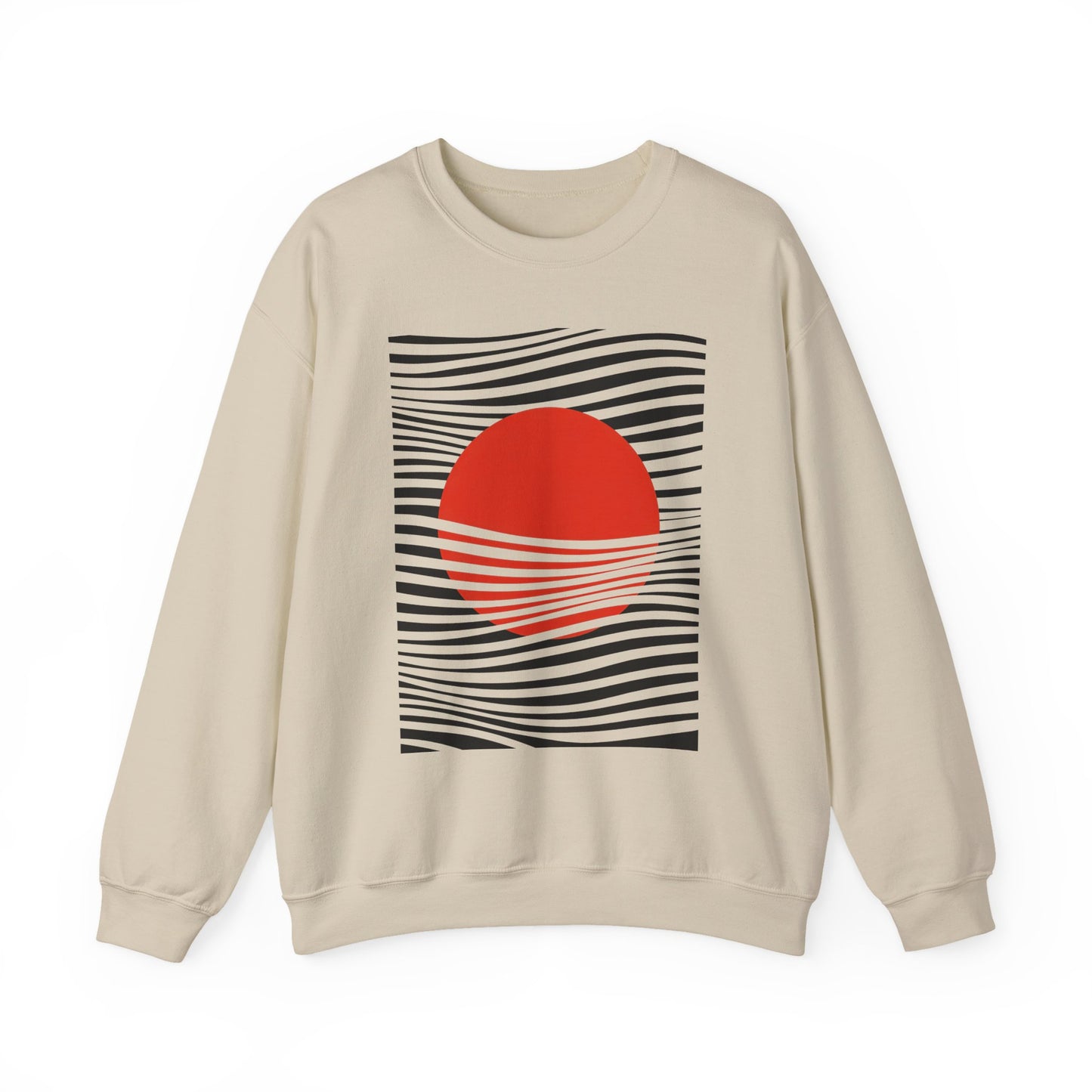 Minimalist Red Sun Wave Graphic Sweatshirt