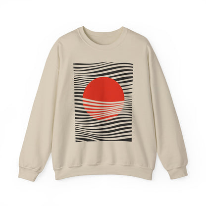 Minimalist Red Sun Wave Graphic Sweatshirt