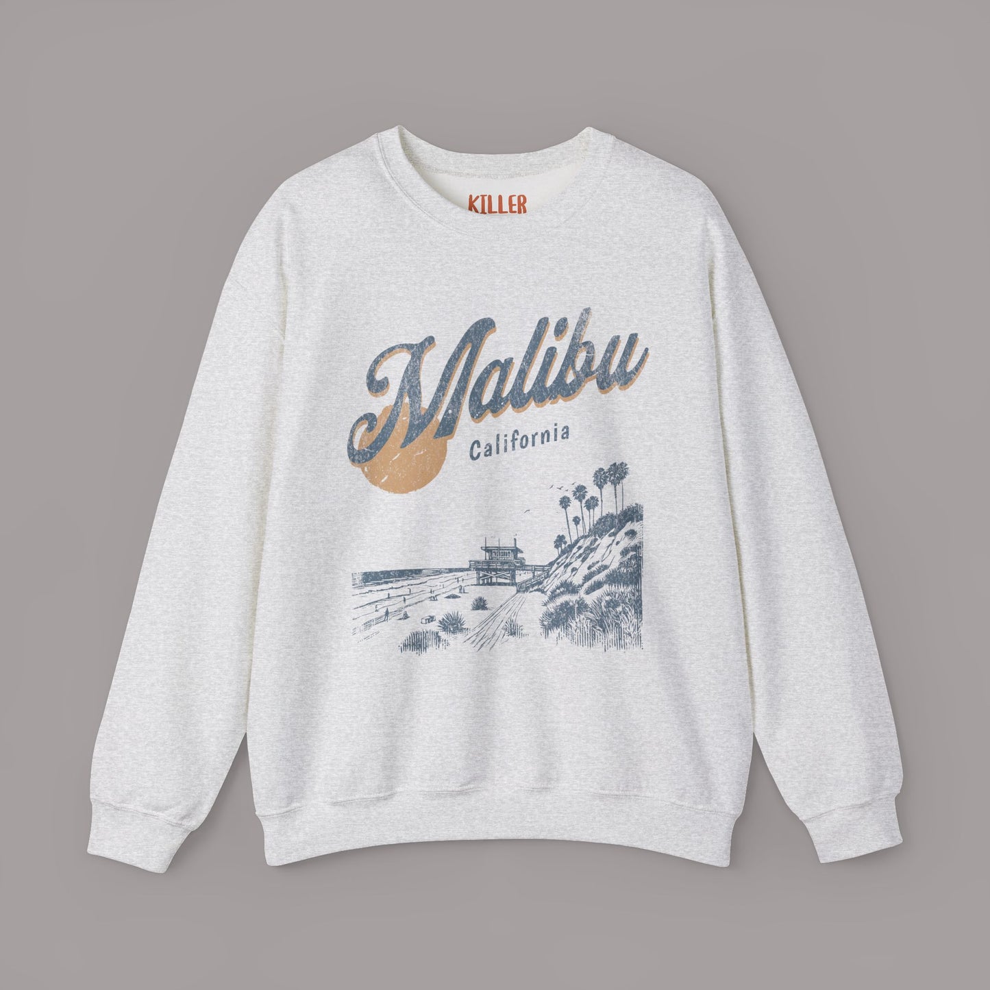 Malibu California Vintage Beach Sunset Graphic Sweatshirt