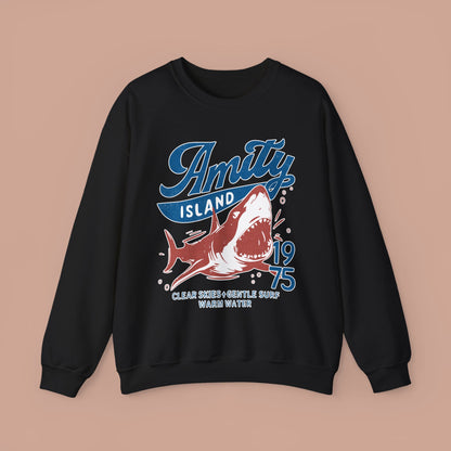 Jaws Inspired Amity Island Shark Crewneck Sweatshirt