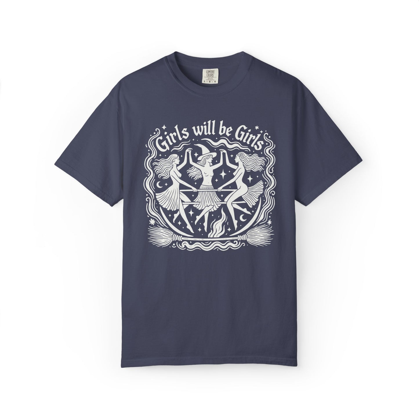 Girls Will Be Girls Vintage Witch Tee, Feminist Gift, Girls Night Out Shirt,Comfort Colors