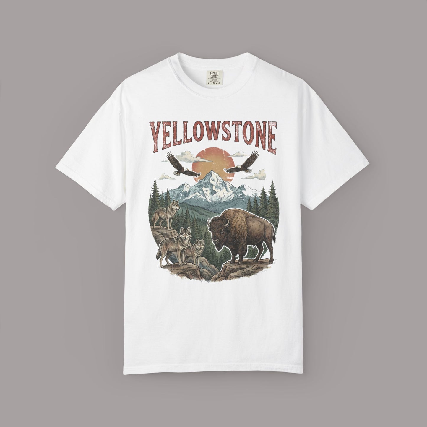 Yellowstone National Park T-Shirt — Vintage Wildlife Bear & Mountain Graphic