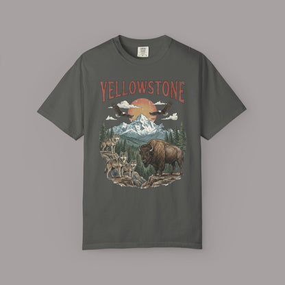 Yellowstone National Park T-Shirt — Vintage Wildlife Bear & Mountain Graphic