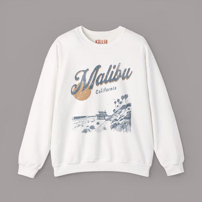 Malibu California Vintage Beach Sunset Graphic Sweatshirt