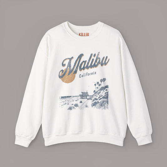 Malibu California Vintage Beach Sunset Graphic Sweatshirt