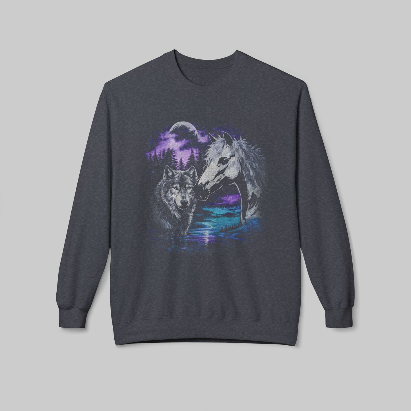 Wolf and Horse Wildlife Nature Sweatshirt