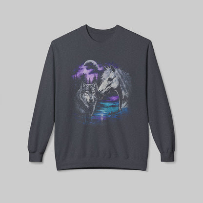 Wolf and Horse Wildlife Nature Sweatshirt