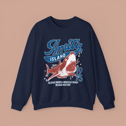 Jaws Inspired Amity Island Shark Crewneck Sweatshirt
