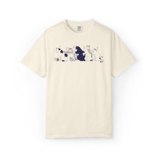 Japanese Vintage Bathing Cats Graphic Tee
