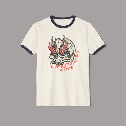 Retro Everything's Fine Skull Ringer T-Shirt