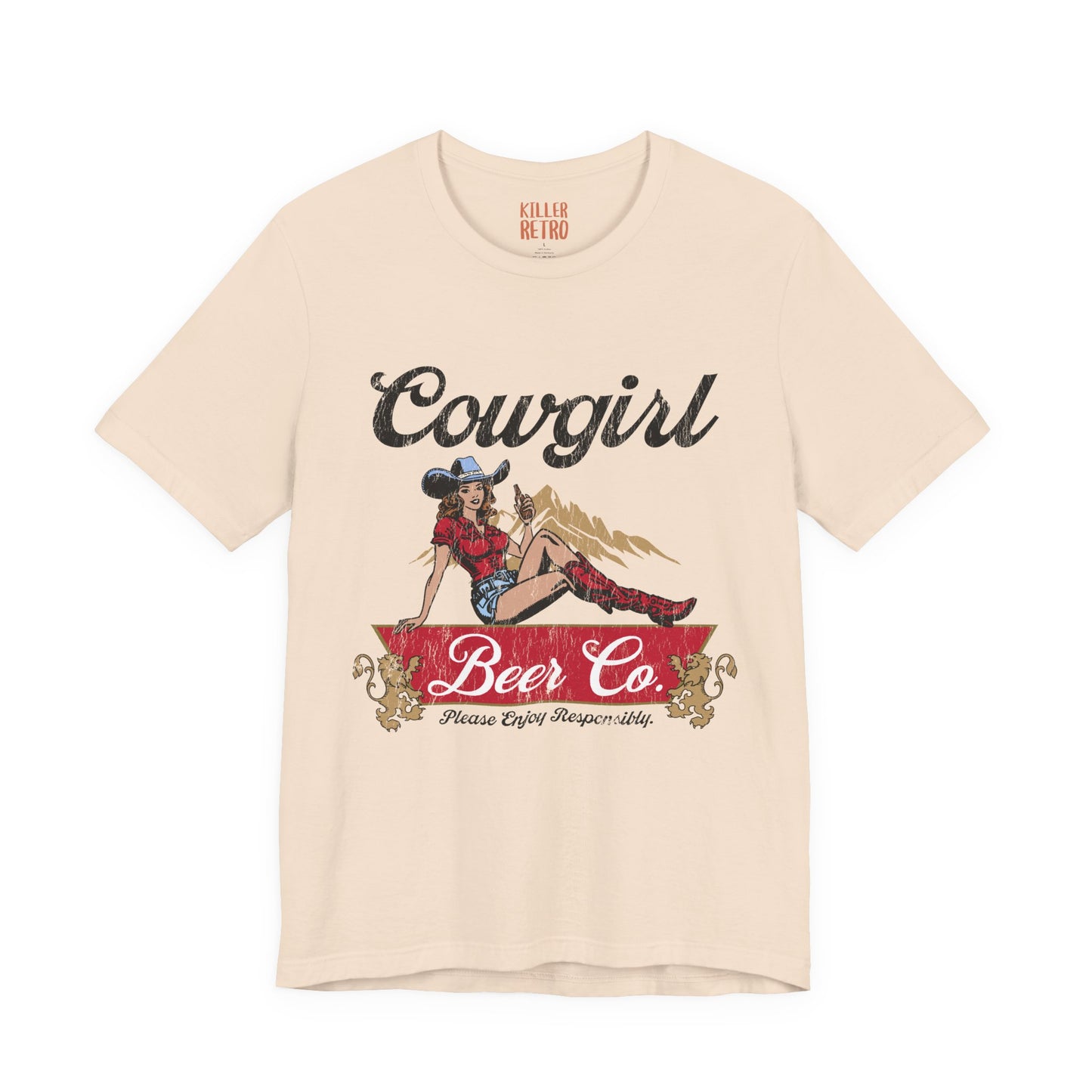 Cowgirl Beer Co. Tee — Retro Western Pinup Graphic T-Shirt